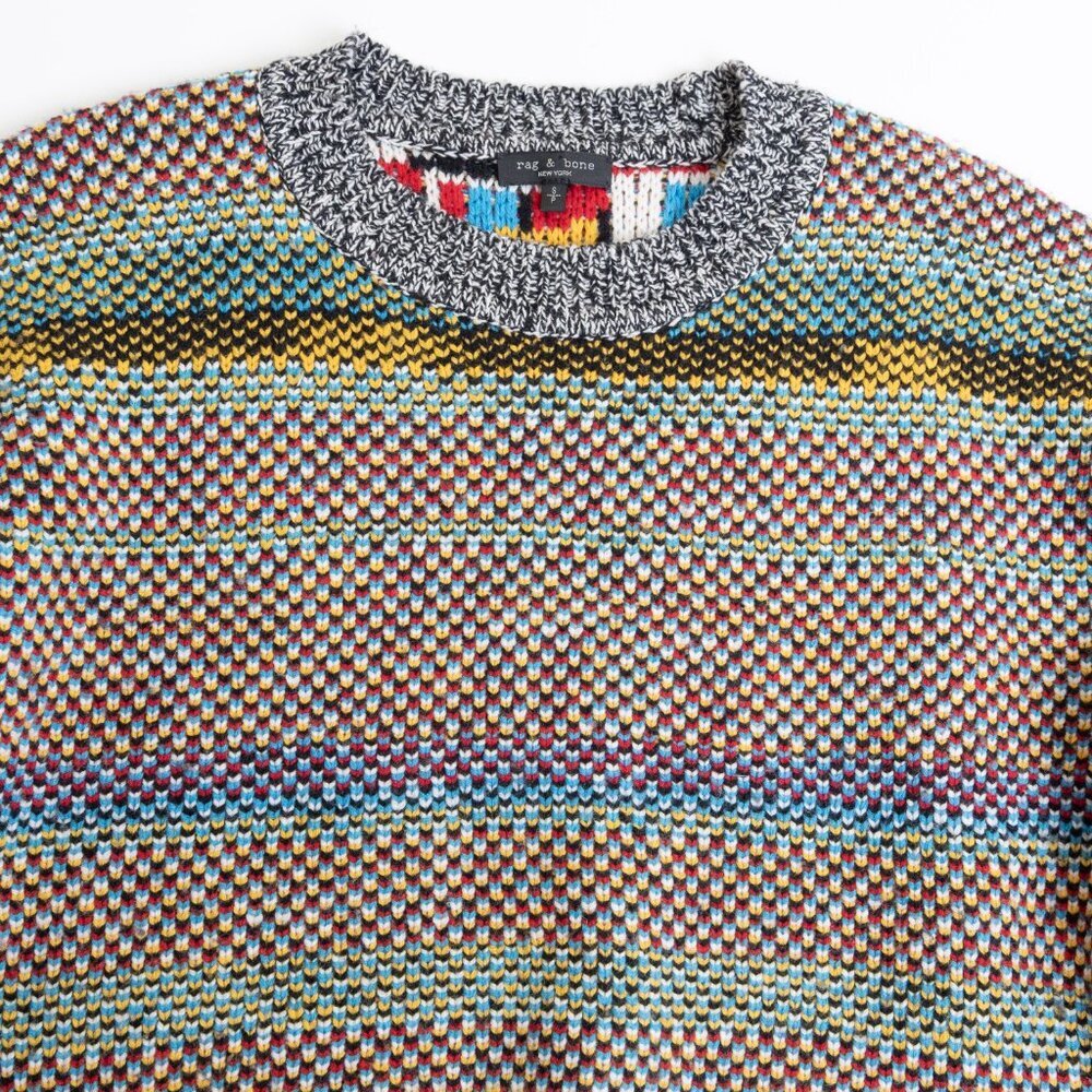 rag & bone Rainbow Sweater 100% Merino Wool Chunky Colorful - Picture 5 of 14